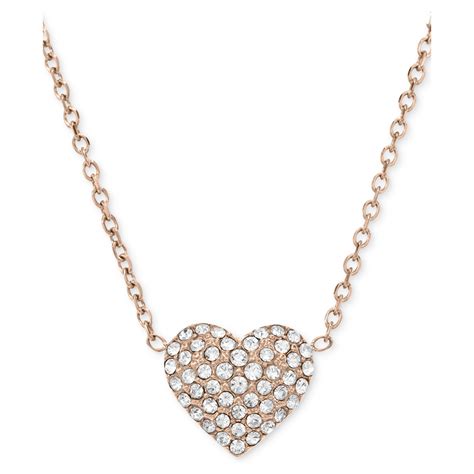 michael kors heart pendant necklace rose gold|Michael Kors gold heart necklace.